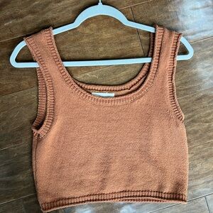 By Together Orange Ribbed Crop Tank Top